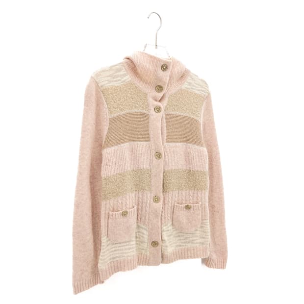 빈티지 파스텔 핑크 울&앙고라 니트 가디건