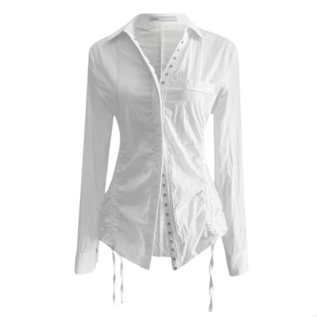 보헤미안서울 슬림 스트링 스냅 셔츠 아이보리