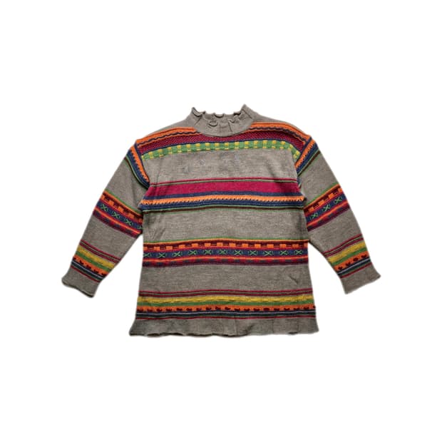 에스닉 입체 스트라이프 스웨터