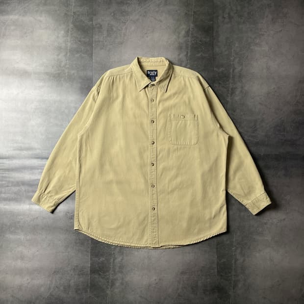 TRULY 빈티지 베이지 코튼 셔츠 A00473