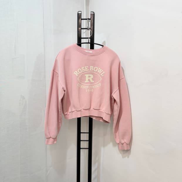 블러셔 핑크기모 크롭맨투맨 pink 4055