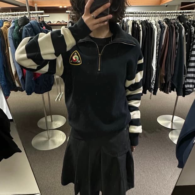 L)쿠쉬맨 하프집 폴로 터틀넥 플리스 스웻셔츠