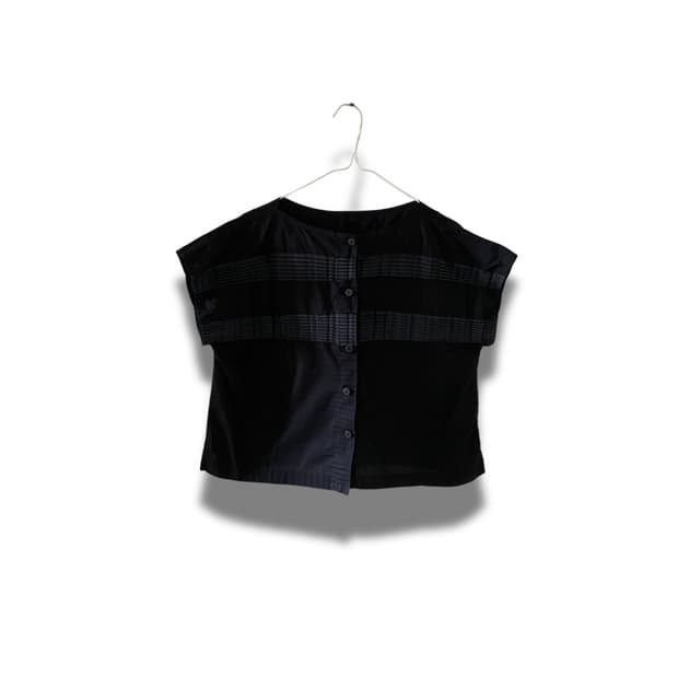 me ISSEY MIYAKE 핀턱 코튼 블라우스