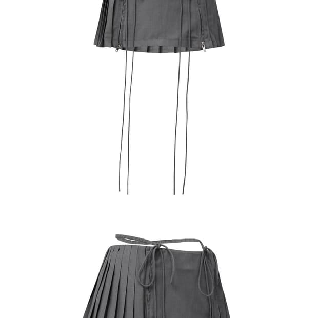 Nodress 로우웨스트 플리츠 미니 스커트 그레이 S