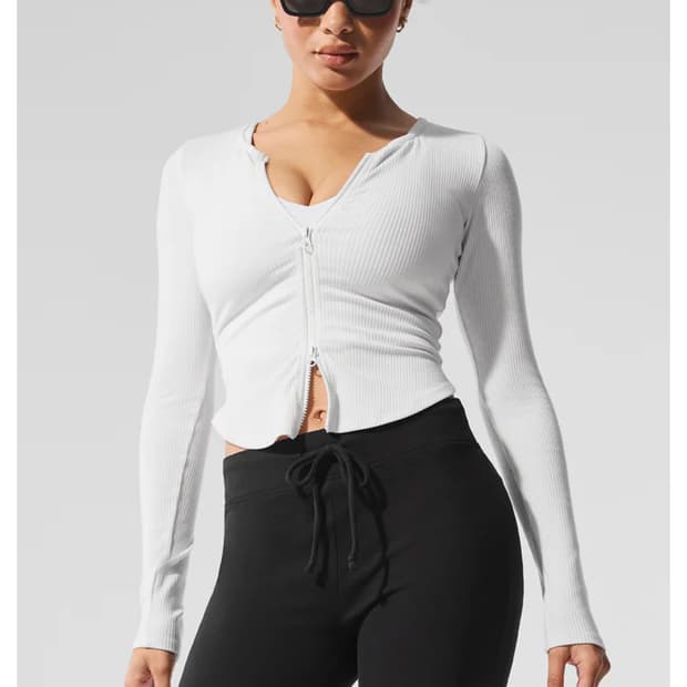 알로 ribbed stardust long sleeve 화이트 XS