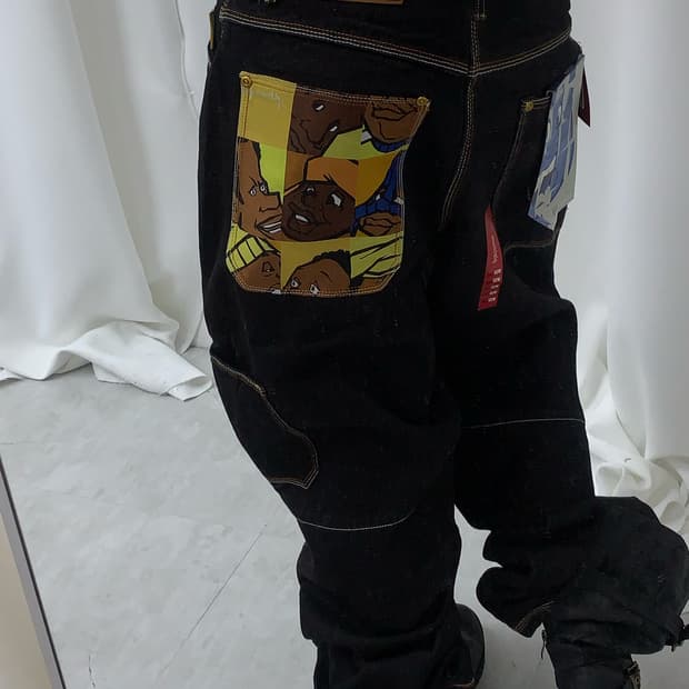 FUBU Platinum black denim baggy jeans