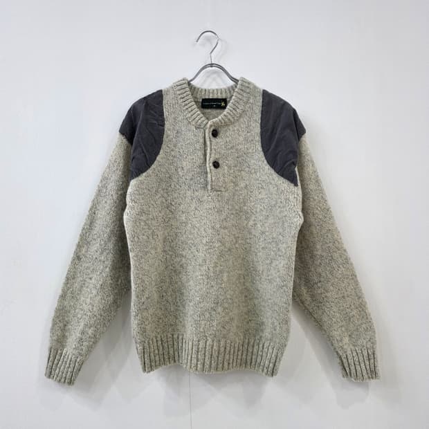 울 100% 일본빈티지 슈팅패치 니트