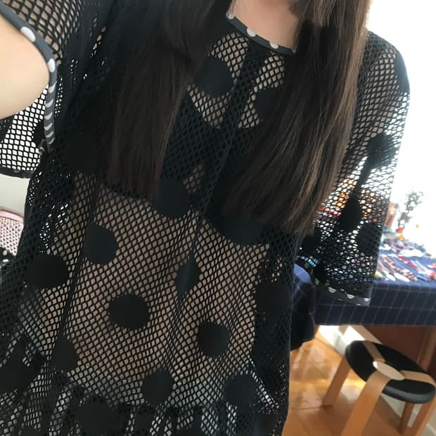 vintage dot pattern net top