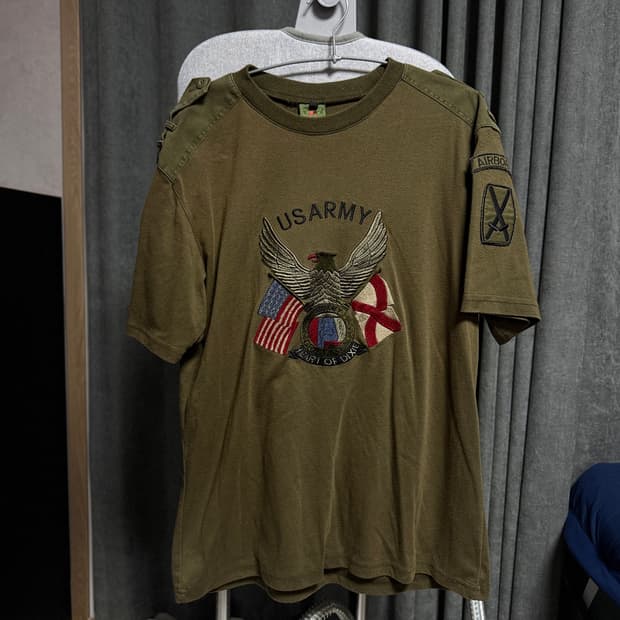 (상남자)밀리터리 L ,US ARMY 자수 반팔티 L