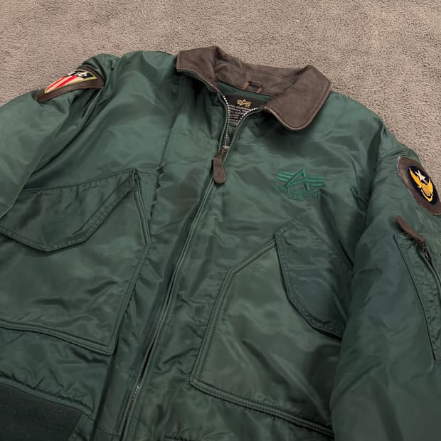 [정품/XL] 알파인더스트리 MA-1 가죽 배색 항공점퍼