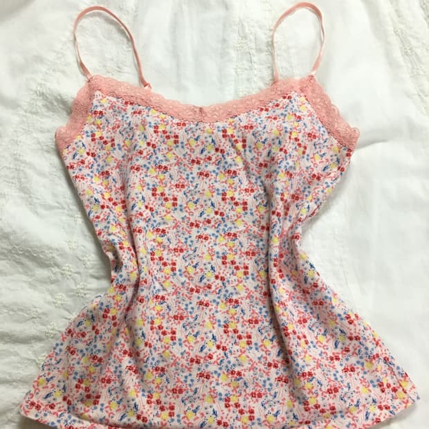 일본 빈티지 잔꽃 모리 하구미 나시 👚 (어깨끈 O)