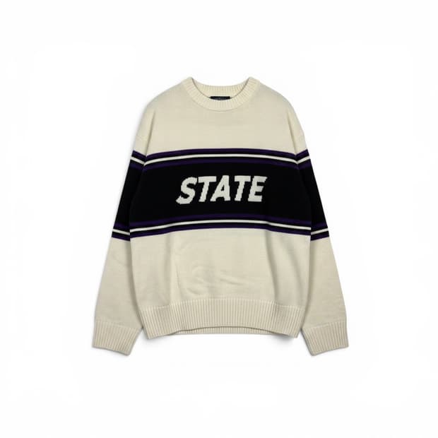 (L) 후아유 STATE 배색 니트
