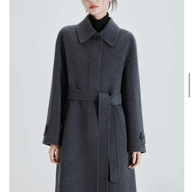 미쏘 핸드메이드 벨티드 롱코트 다크 그레이 90