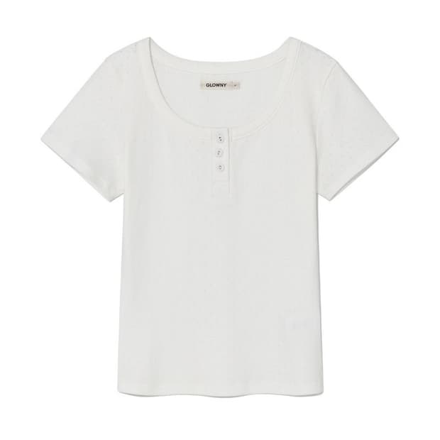 글로니 아일렛 버튼티 S 새상품