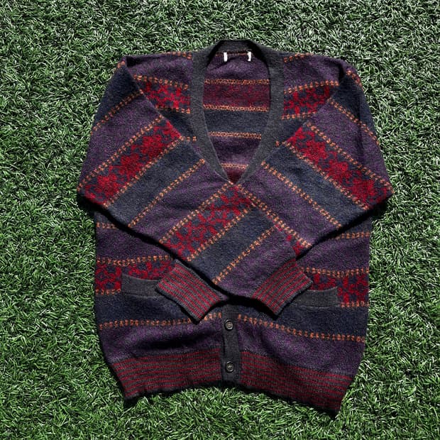 일본 빈티지 페어아일 울100% 카디건 (실측확인)