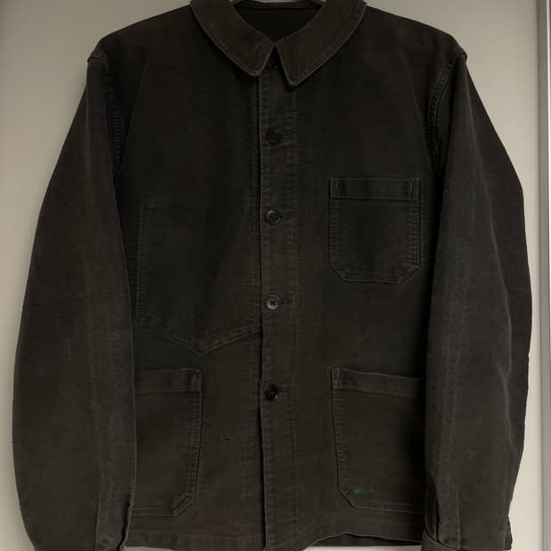 50's Le BEAU-FORT 빈티지 몰스킨 프렌치 워크자켓 블랙