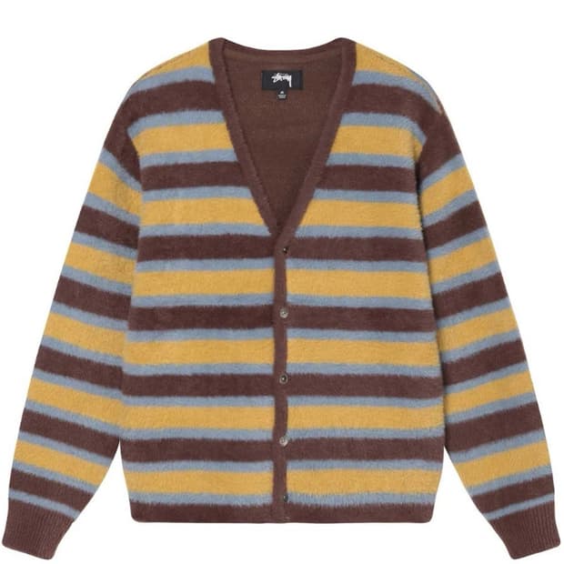 스투시 쉐기 스트라이프 가디건 브라운