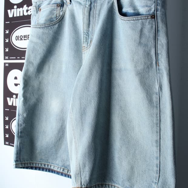 (L-2XL) 아웃스탠딩 반바지 팬츠 버뮤다 데님 연청-P10488