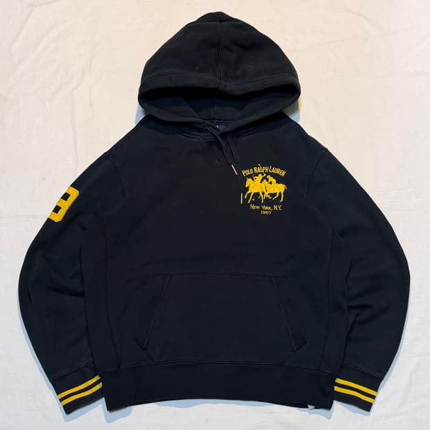 폴로 랄프로렌 빅포니 리버스위브 후드티 검노 블랙