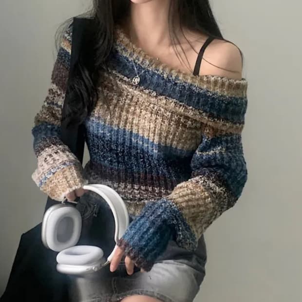 그라데이션 오프숄더[블루/free]