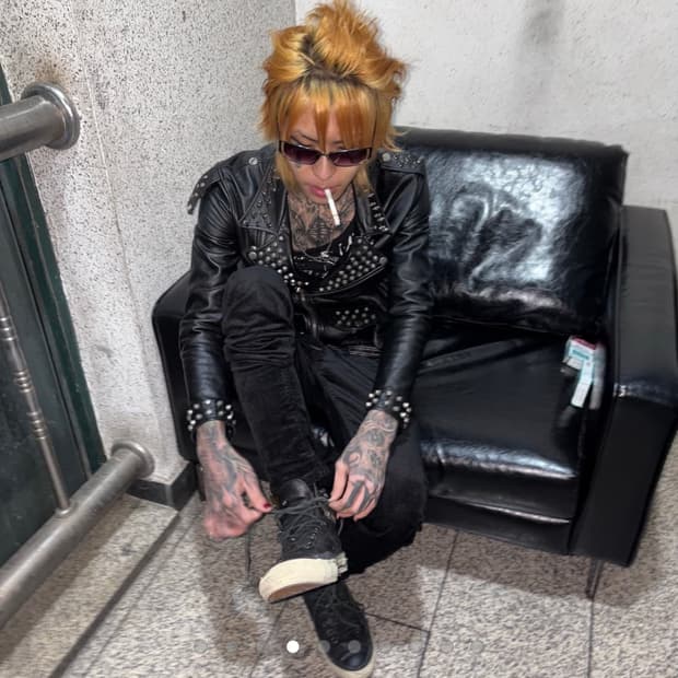 재팬 스터드 더블카라 락시크 카우레더 쟈켓