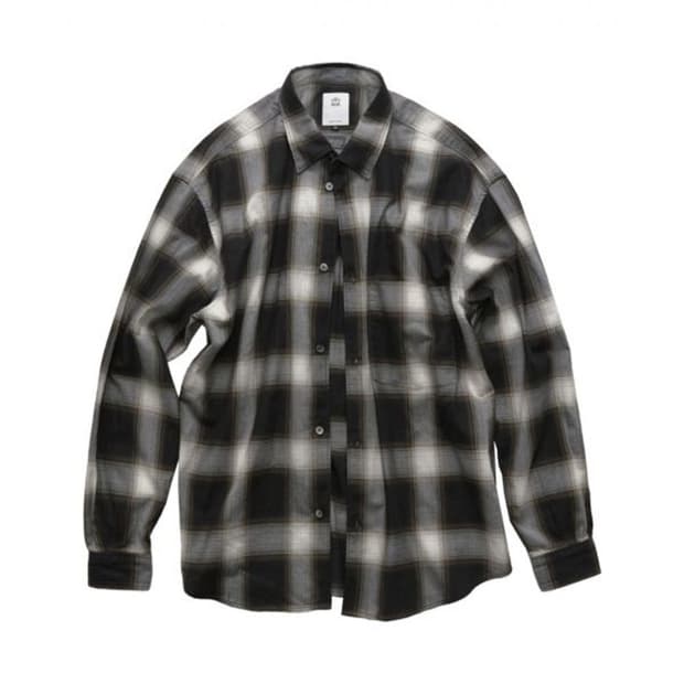 [4] 폴리테루 루즈드 체크 셔츠_워시드 브라운