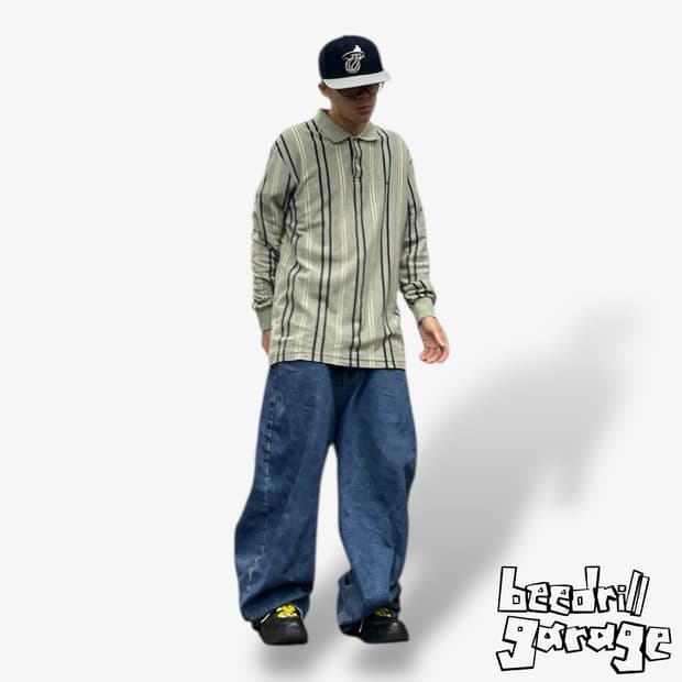 90s 쌍방울 리 스트라이프 카라 롱슬리브