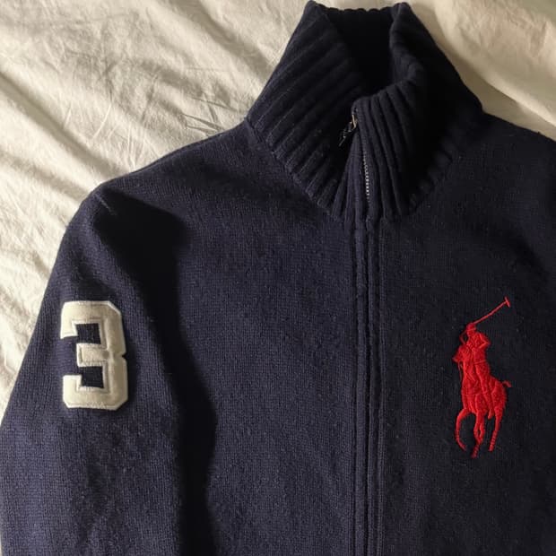 폴로 빅포니 니트집업 네이비 S