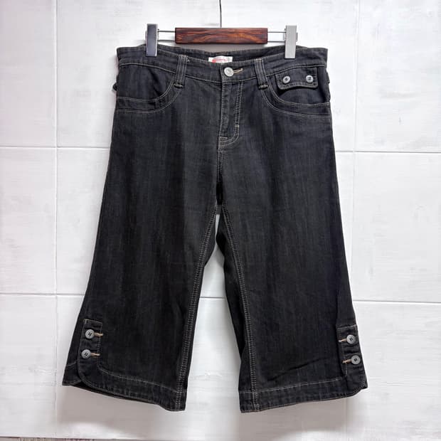 L&Beautiful 데님 버튼 모리걸 카프리 팬츠 JPN