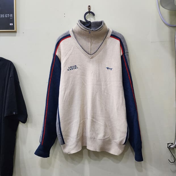 [105] Louis Castel 울 하프집업 니트 (오프화이트)