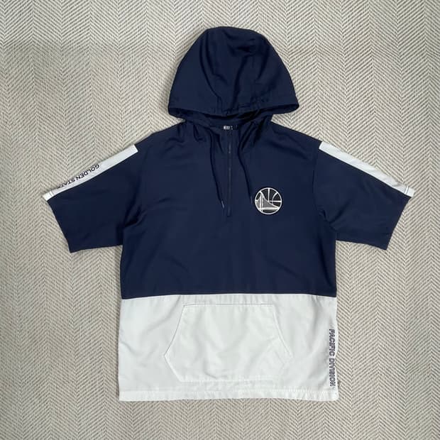 NBA 골든스테이트 워리어스 반팔 후드티 XL 네이비