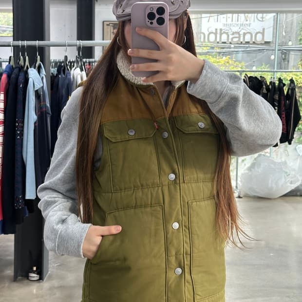 리바이스 퍼 패딩 베스트