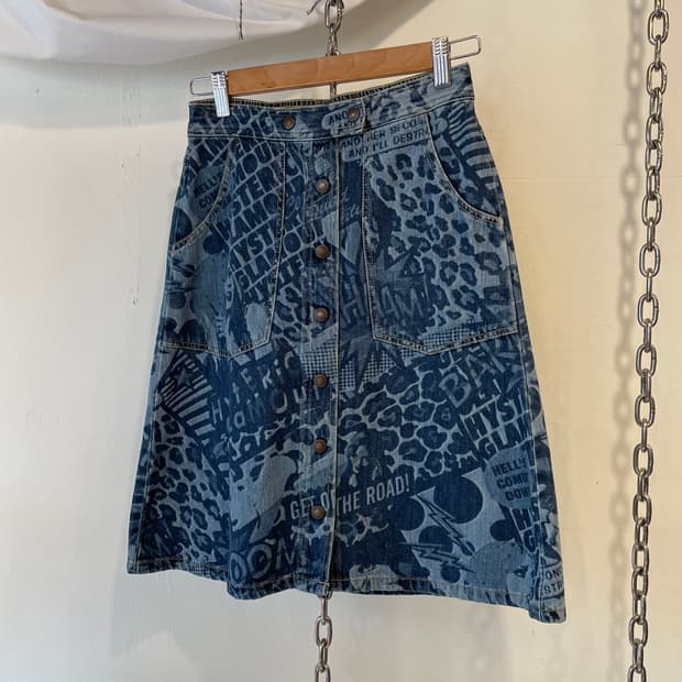 hysteric glamour 히스테릭글래머 카툰 데님 미디 스커트