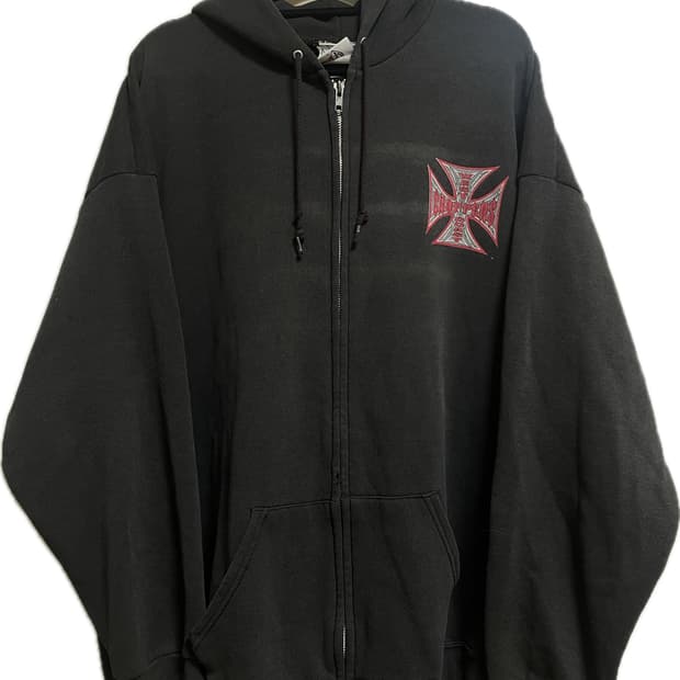 빈티지 West coast choppers 아이언 크로스 후드 집업 XL