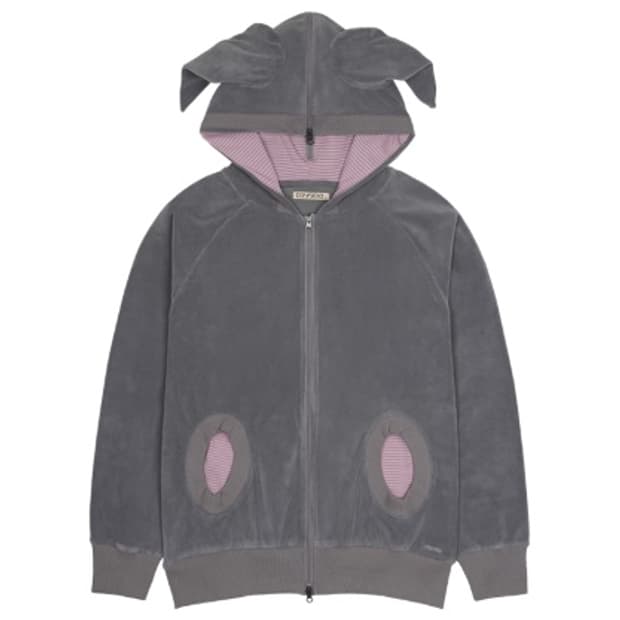 HORN STRIPED ZIP-UP HOODIE PURPLE GREY 2