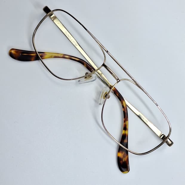 90s 일본 빈티지/DUNO J-3132 골드 투브릿지 에비에이터 안경테