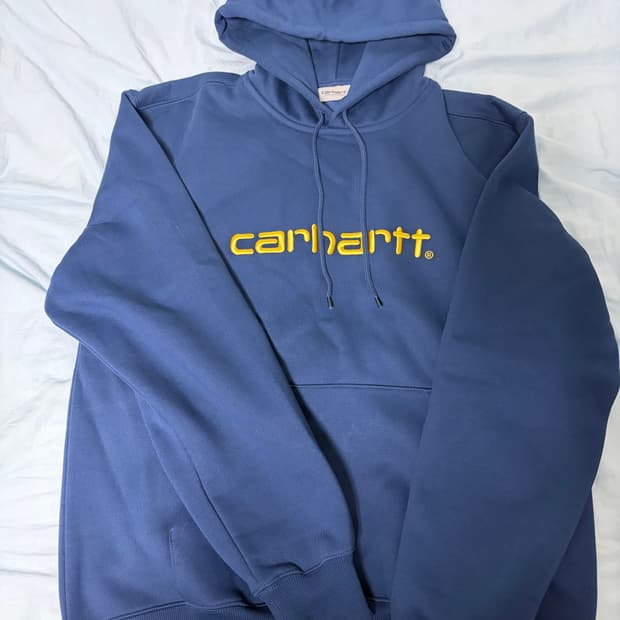 칼하트wip 네이비 로고 후드티 L