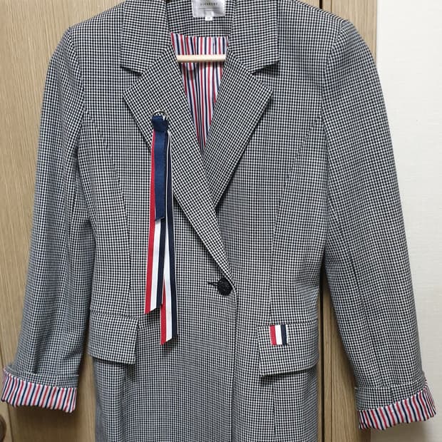 비바루비 삼선 커스텀 깅엄 블레이저 검횐 (M)