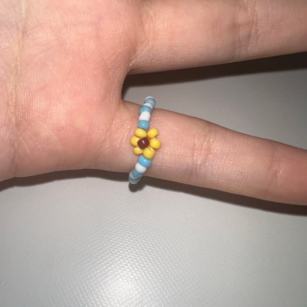 해바라기 선플라워 꽃 비즈 반지