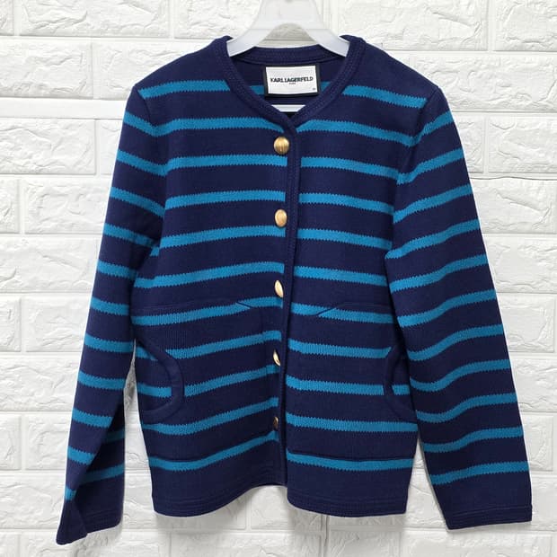 택포) 칼 라거펠트 스트라이프 니트 가디건 S