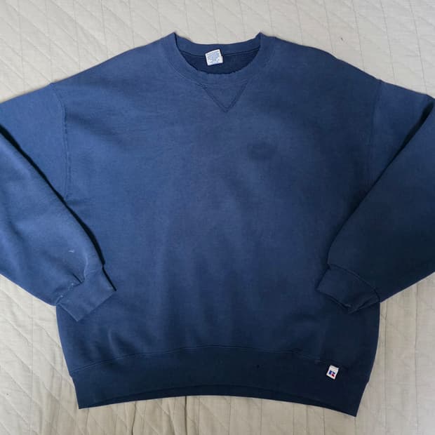 [XL] 90s 빈티지 러셀 네이비 더티 페이드 트래쉬드 맨투맨 스웻