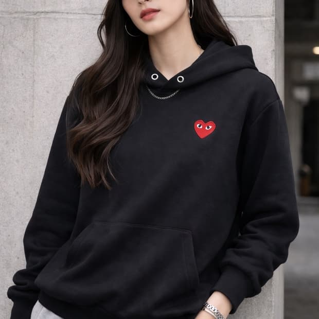 꼼데가르송 플레이 하트 로고 후드