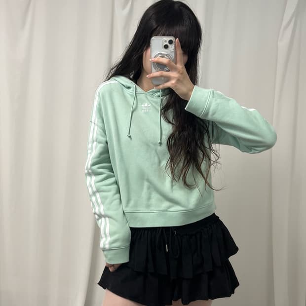 Adidas mint Firebird logo hoodie