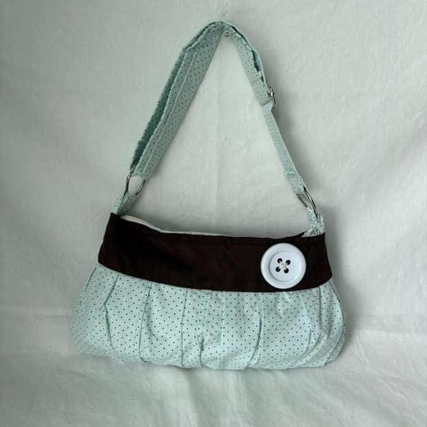 Mint choco button shoulder bag