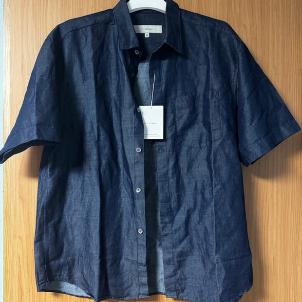 퍼스트플로어 인디고 린넨 반팔 셔츠 48