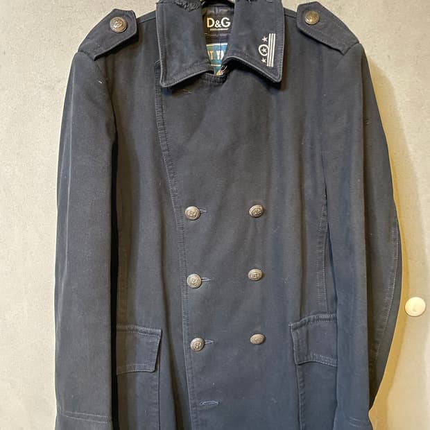 D&G 빈티지밀리터리 아카이브 은장단추피코트 48size