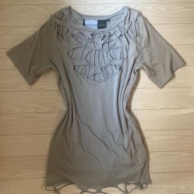 distressed cutout tee dress