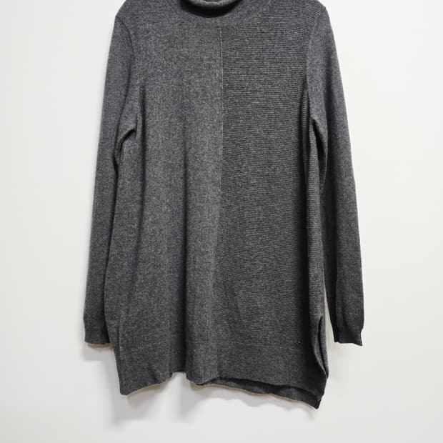 헤리티지 모크넥 니트 롱 스웨터 캐시미어