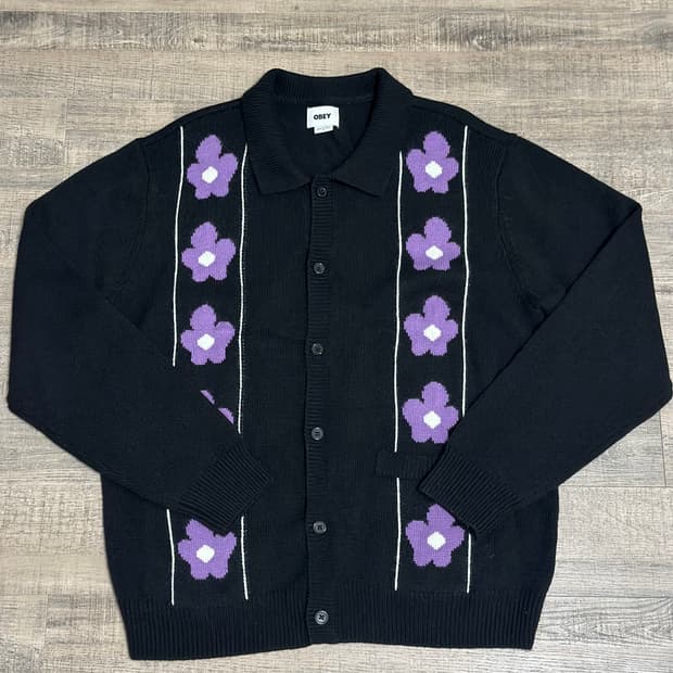 오베이 (Obey) 플라워 니트 가디건 knit cardigan
