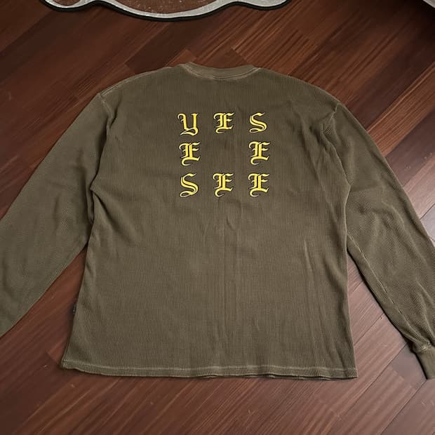 예스아이씨 올리브 그린 와플 긴팔티